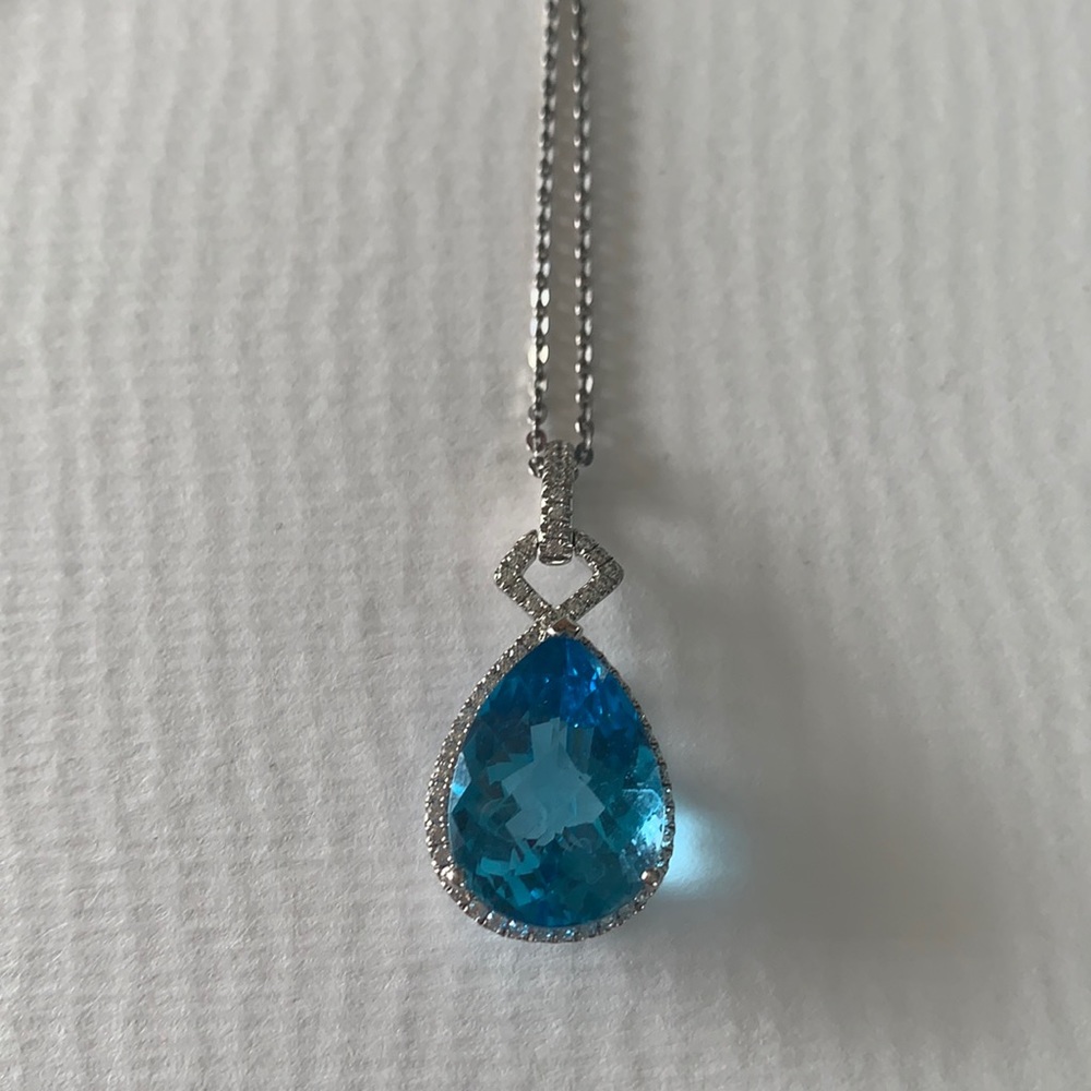Zeghani diamond and blue topaz necklace.